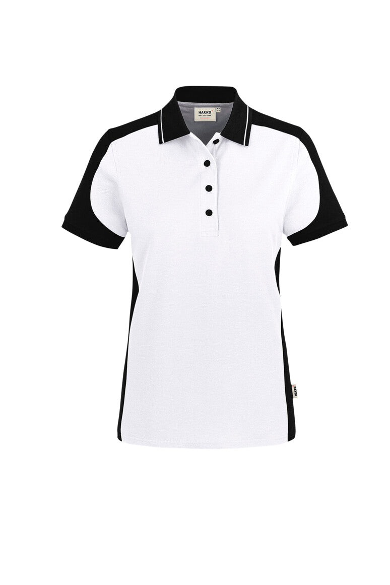 HAKRO Damen Poloshirt Contrast MIKRALINAR® ECO - Weiß/schwarz - 1