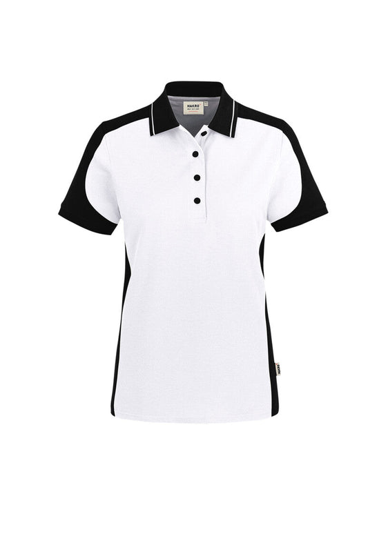 HAKRO Damen Poloshirt Contrast MIKRALINAR® ECO - Weiß/schwarz - 1