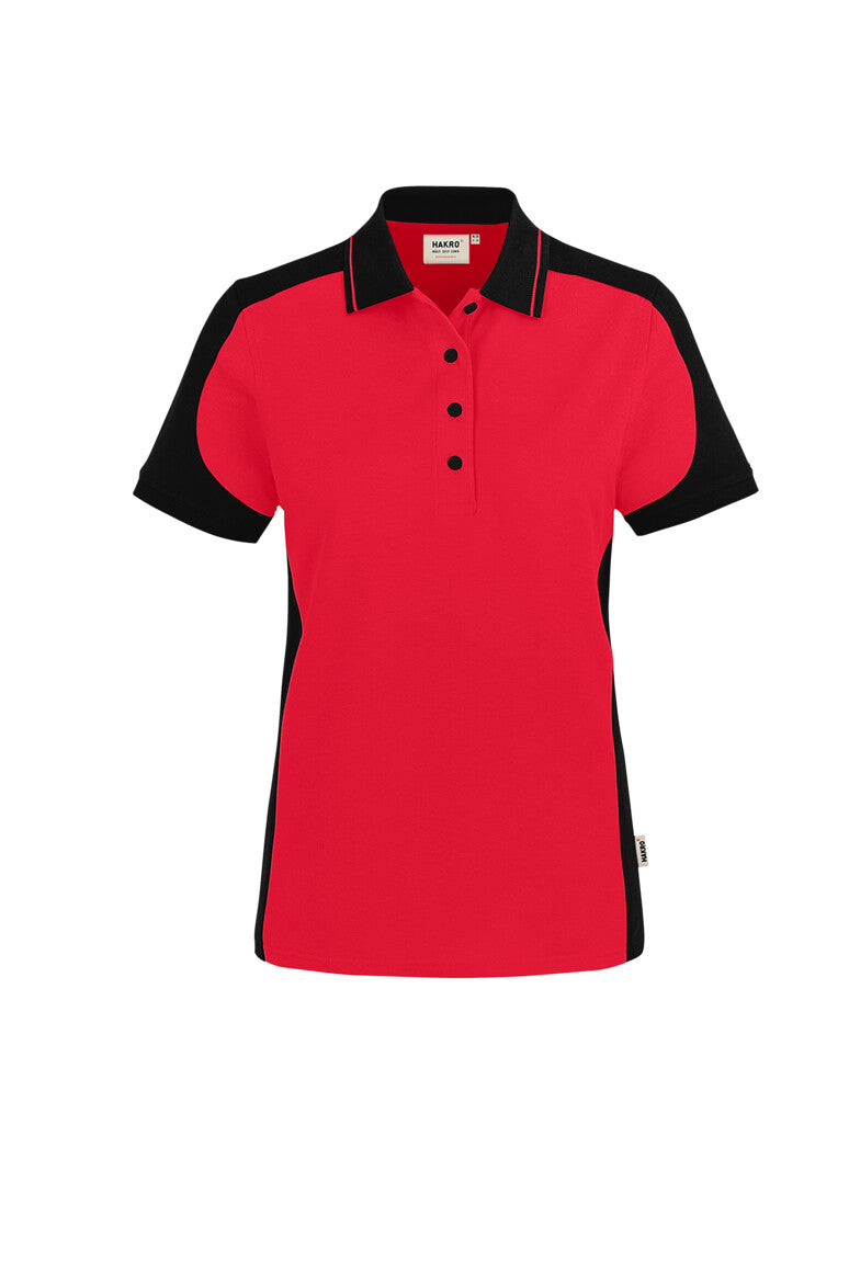 HAKRO Damen Poloshirt Contrast MIKRALINAR® ECO - Rot/schwarz - 1