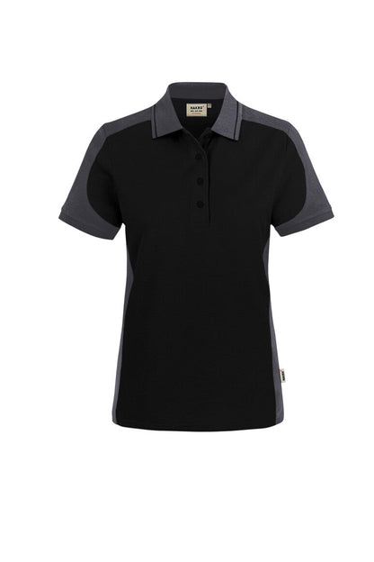HAKRO Damen Poloshirt Contrast MIKRALINAR® ECO - Schwarz/karbongrau - 1