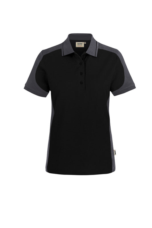 HAKRO Damen Poloshirt Contrast MIKRALINAR® ECO - Schwarz/karbongrau - 1