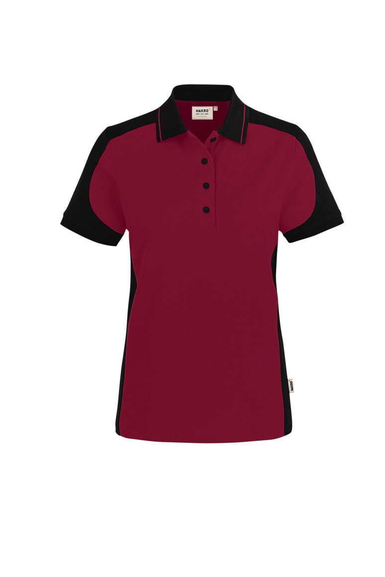 HAKRO Damen Poloshirt Contrast MIKRALINAR® ECO - Weinrot/schwarz - 1