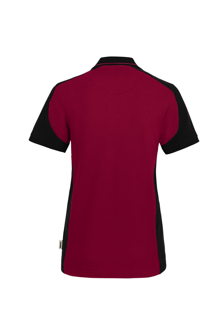 HAKRO Damen Poloshirt Contrast MIKRALINAR® ECO - Weinrot/schwarz - 3
