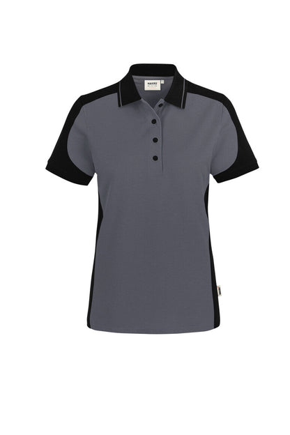 HAKRO Damen Poloshirt Contrast MIKRALINAR® ECO - Anthrazit/schwarz - 1