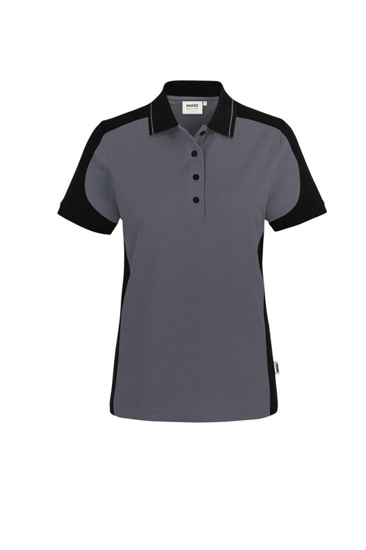 HAKRO Damen Poloshirt Contrast MIKRALINAR® ECO - Anthrazit/schwarz - 1