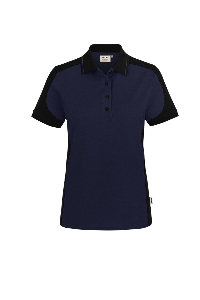 HAKRO Damen Poloshirt Contrast MIKRALINAR® ECO - Tinte/schwarz - 1