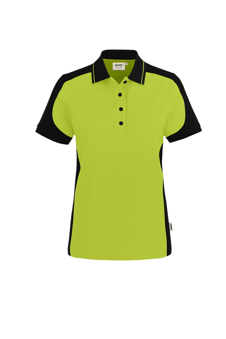 HAKRO Damen Poloshirt Contrast MIKRALINAR® ECO - Kiwi/schwarz - 1