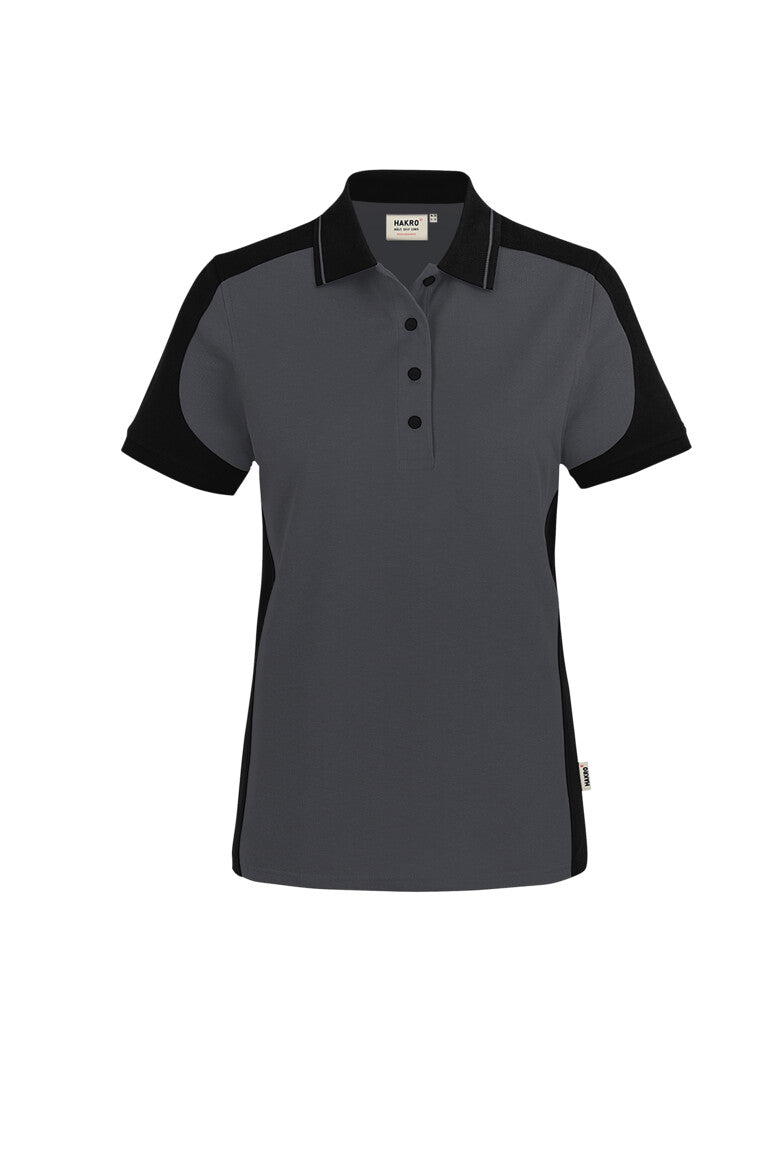 HAKRO Damen Poloshirt Contrast MIKRALINAR® ECO - Karbongrau/schwarz - 1