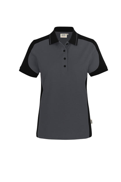 HAKRO Damen Poloshirt Contrast MIKRALINAR® ECO - Karbongrau/schwarz - 1