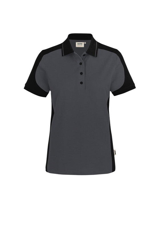 HAKRO Damen Poloshirt Contrast MIKRALINAR® ECO - Karbongrau/schwarz - 1