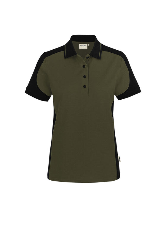 HAKRO Damen Poloshirt Contrast MIKRALINAR® ECO - Olive/schwarz - 1