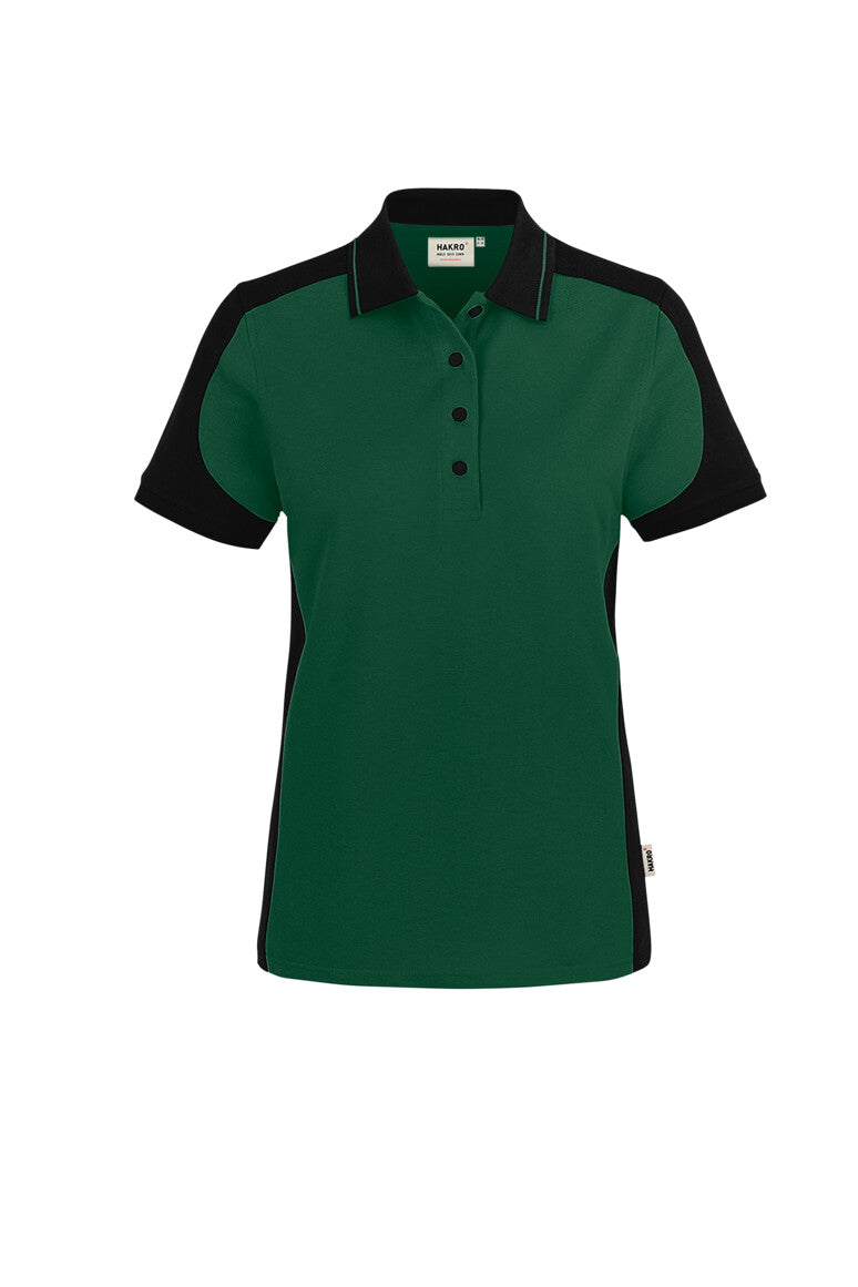 HAKRO Damen Poloshirt Contrast MIKRALINAR® ECO - Tanne/schwarz - 1