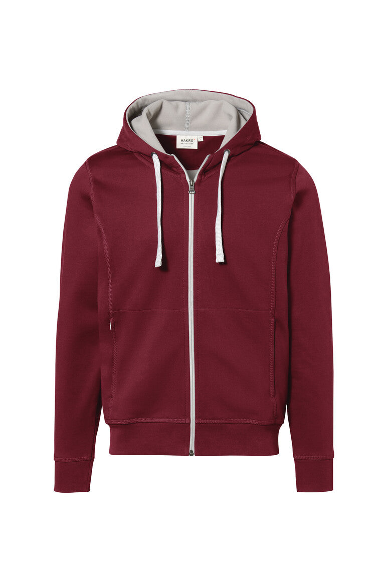 HAKRO Kapuzenjacke Bonded ECO - Weinrot/silber - 1