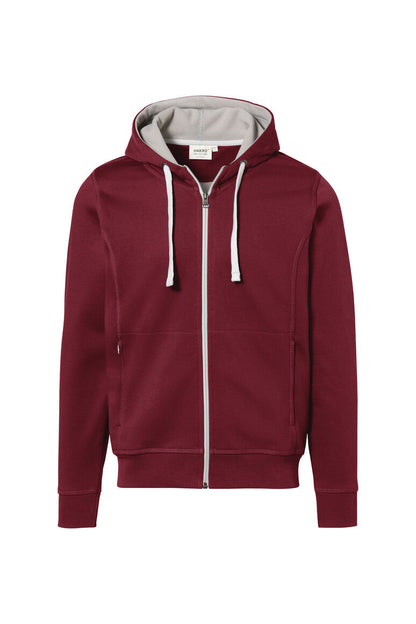 HAKRO Kapuzenjacke Bonded ECO - Weinrot/silber - 1