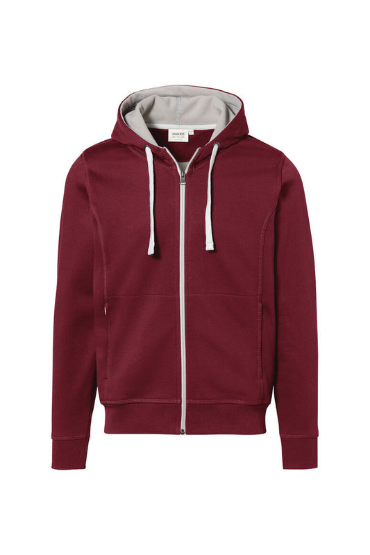 HAKRO Kapuzenjacke Bonded ECO - Weinrot/silber - 1
