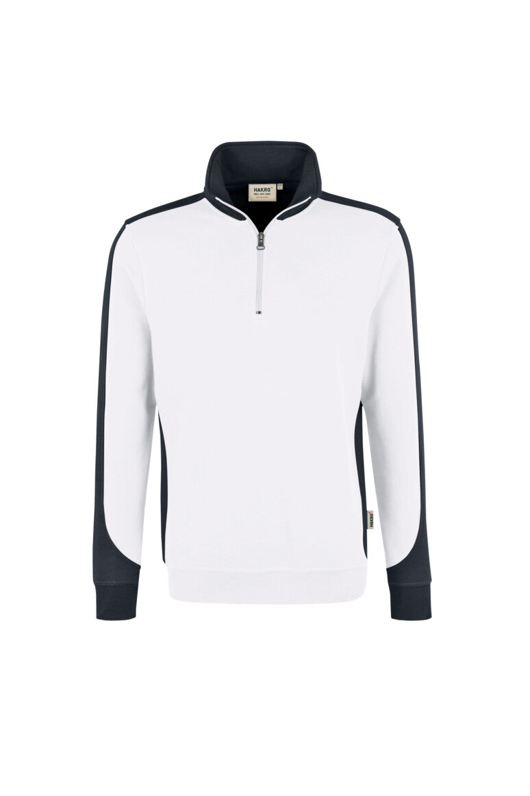 HAKRO Zip-Sweatshirt Contrast MIKRALINAR® - Weiß/anthrazit - 1