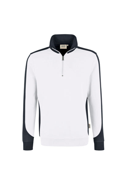 HAKRO Zip-Sweatshirt Contrast MIKRALINAR® - Weiß/anthrazit - 1
