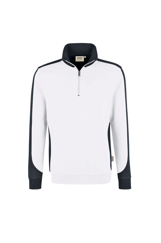 HAKRO Zip-Sweatshirt Contrast MIKRALINAR® - Weiß/anthrazit - 1