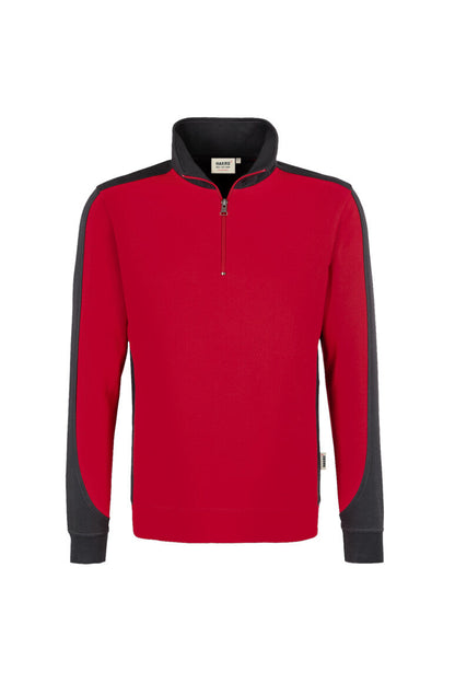 HAKRO Zip-Sweatshirt Contrast MIKRALINAR® - Rot/anthrazit - 1