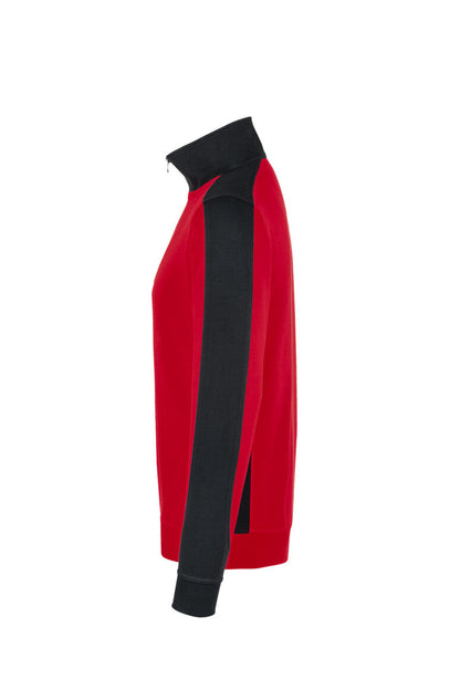 HAKRO Zip-Sweatshirt Contrast MIKRALINAR® - Rot/anthrazit - 2