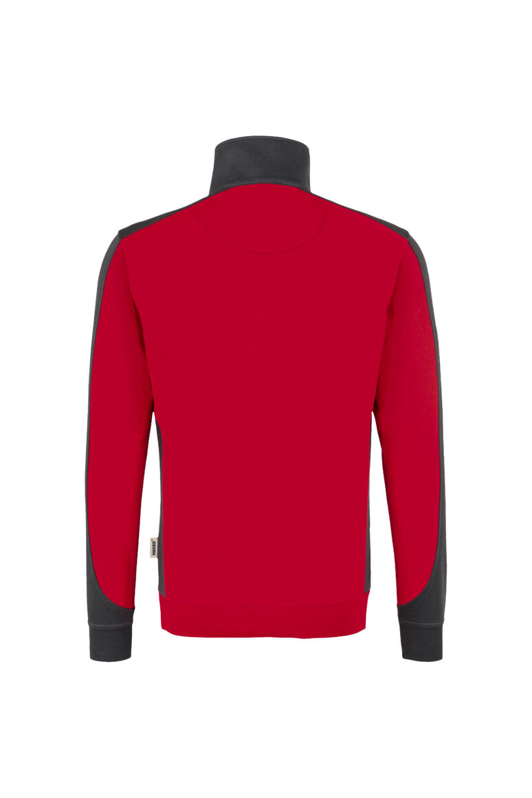 HAKRO Zip-Sweatshirt Contrast MIKRALINAR® - Rot/anthrazit - 3