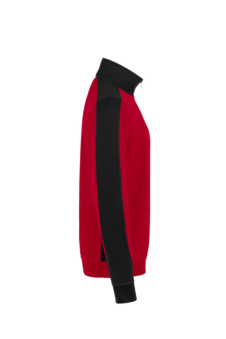 HAKRO Zip-Sweatshirt Contrast MIKRALINAR® - Rot/anthrazit - 4
