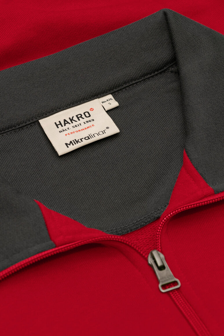 HAKRO Zip-Sweatshirt Contrast MIKRALINAR® - Rot/anthrazit - 5