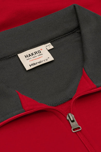 HAKRO Zip-Sweatshirt Contrast MIKRALINAR® - Rot/anthrazit - 5