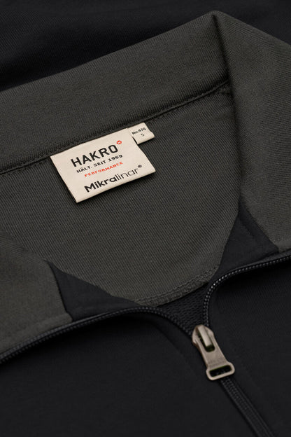 HAKRO Zip-Sweatshirt Contrast MIKRALINAR® - Schwarz/anthrazit - 5