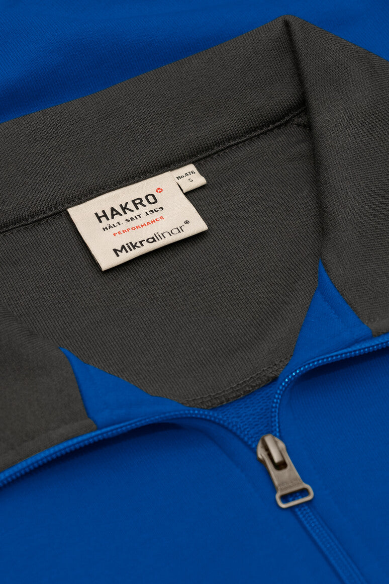 HAKRO Zip-Sweatshirt Contrast MIKRALINAR® - Royalblau/anthrazit - 5