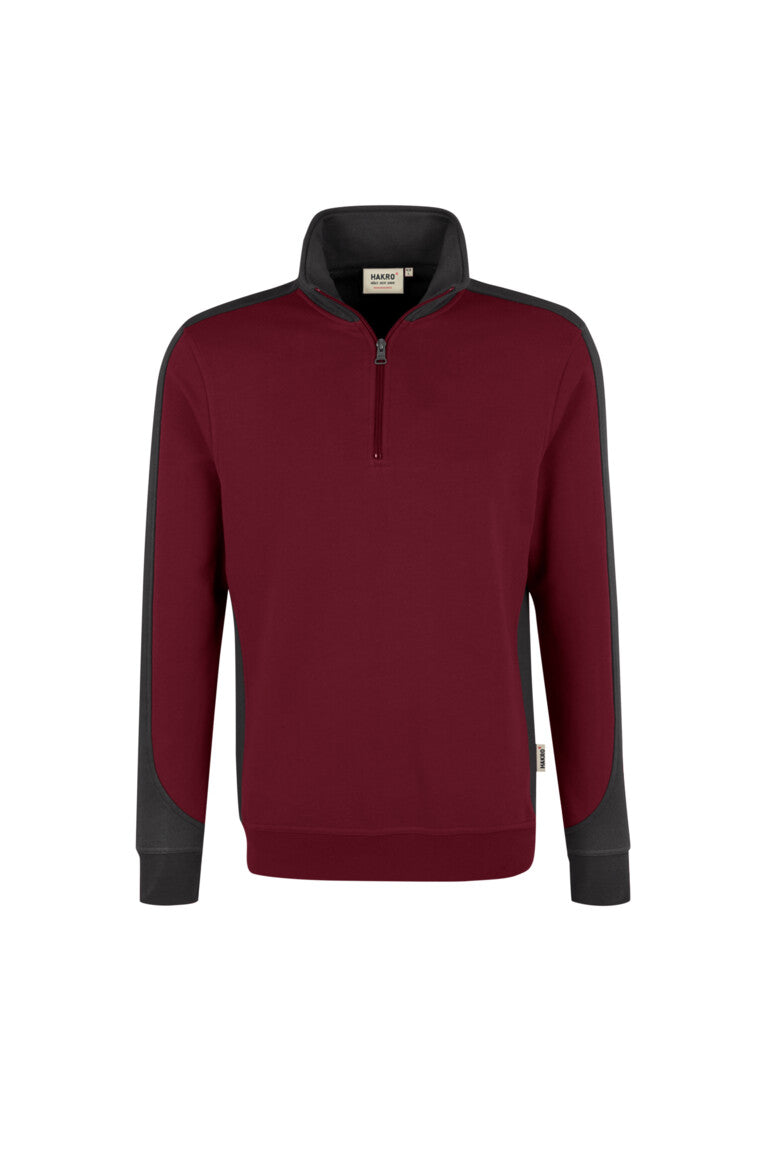 HAKRO Zip-Sweatshirt Contrast MIKRALINAR® - Weinrot/anthrazit - 1