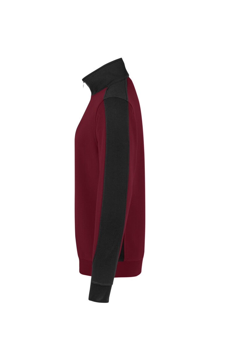 HAKRO Zip-Sweatshirt Contrast MIKRALINAR® - Weinrot/anthrazit - 2