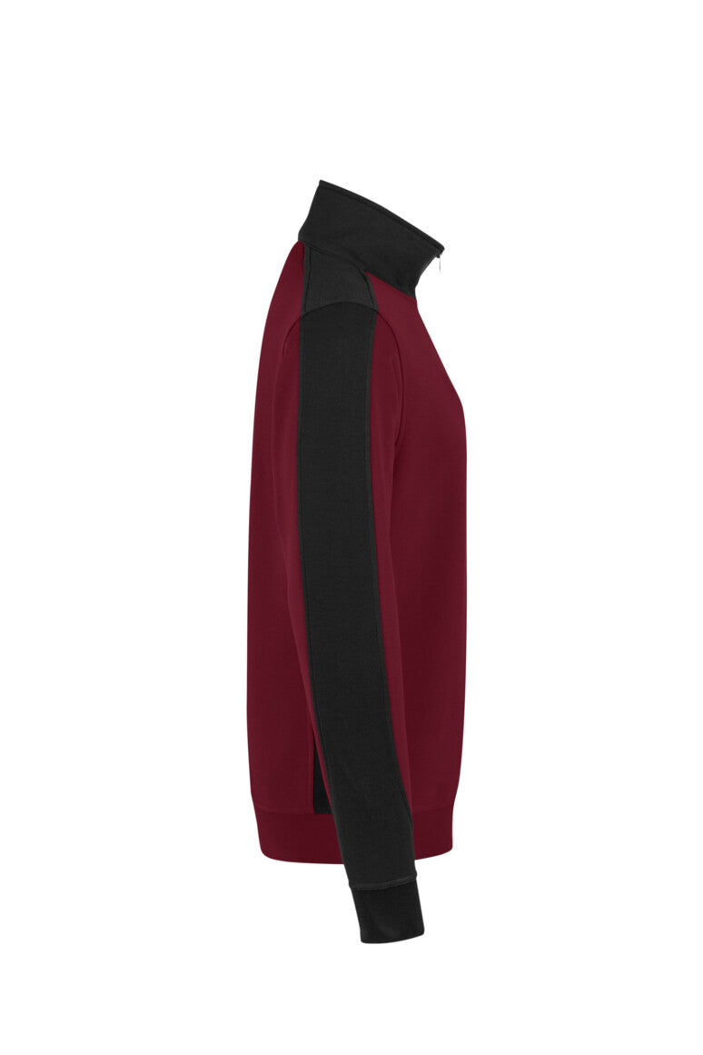 HAKRO Zip-Sweatshirt Contrast MIKRALINAR® - Weinrot/anthrazit - 4