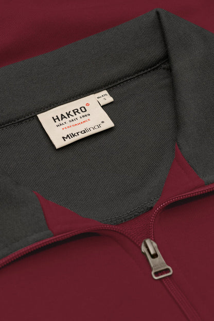 HAKRO Zip-Sweatshirt Contrast MIKRALINAR® - Weinrot/anthrazit - 5