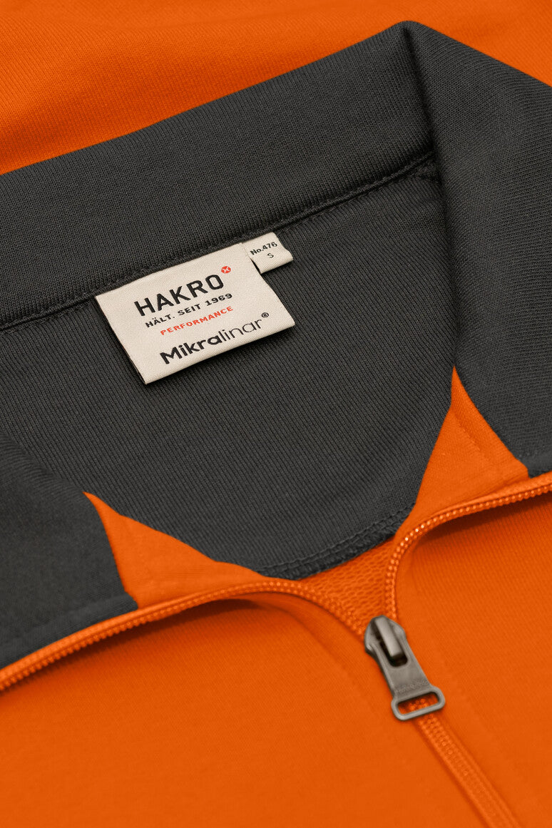 HAKRO Zip-Sweatshirt Contrast MIKRALINAR® - Orange/anthrazit - 5