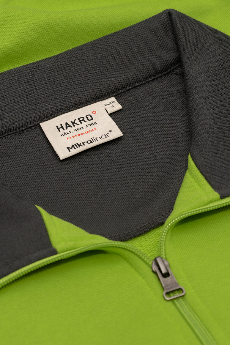 HAKRO Zip-Sweatshirt Contrast MIKRALINAR® - Kiwi/anthrazit - 5