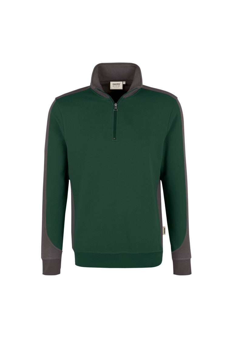 HAKRO Zip-Sweatshirt Contrast MIKRALINAR® - Tanne/anthrazit - 1