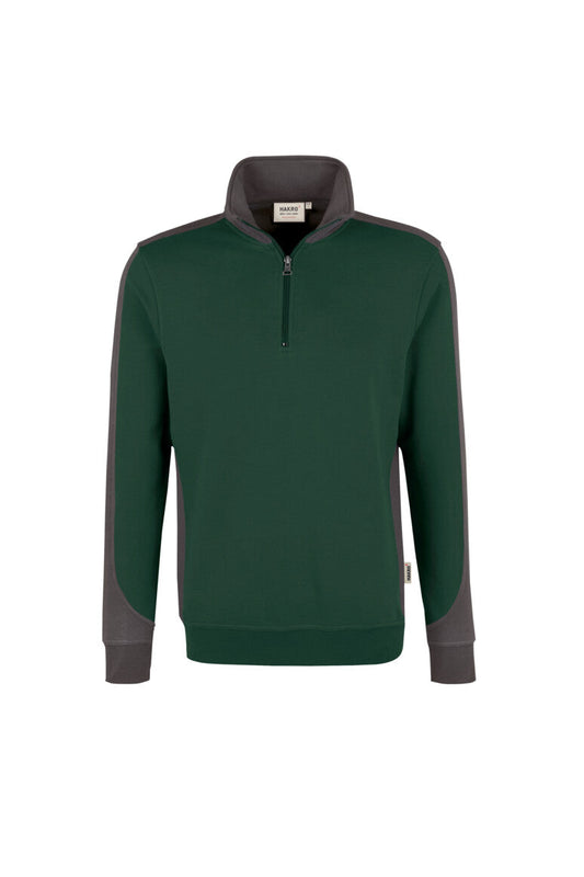 HAKRO Zip-Sweatshirt Contrast MIKRALINAR® - Tanne/anthrazit - 1