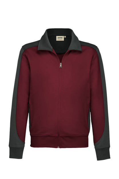HAKRO Sweatjacke Contrast MIKRALINAR® - Weinrot/anthrazit - 1