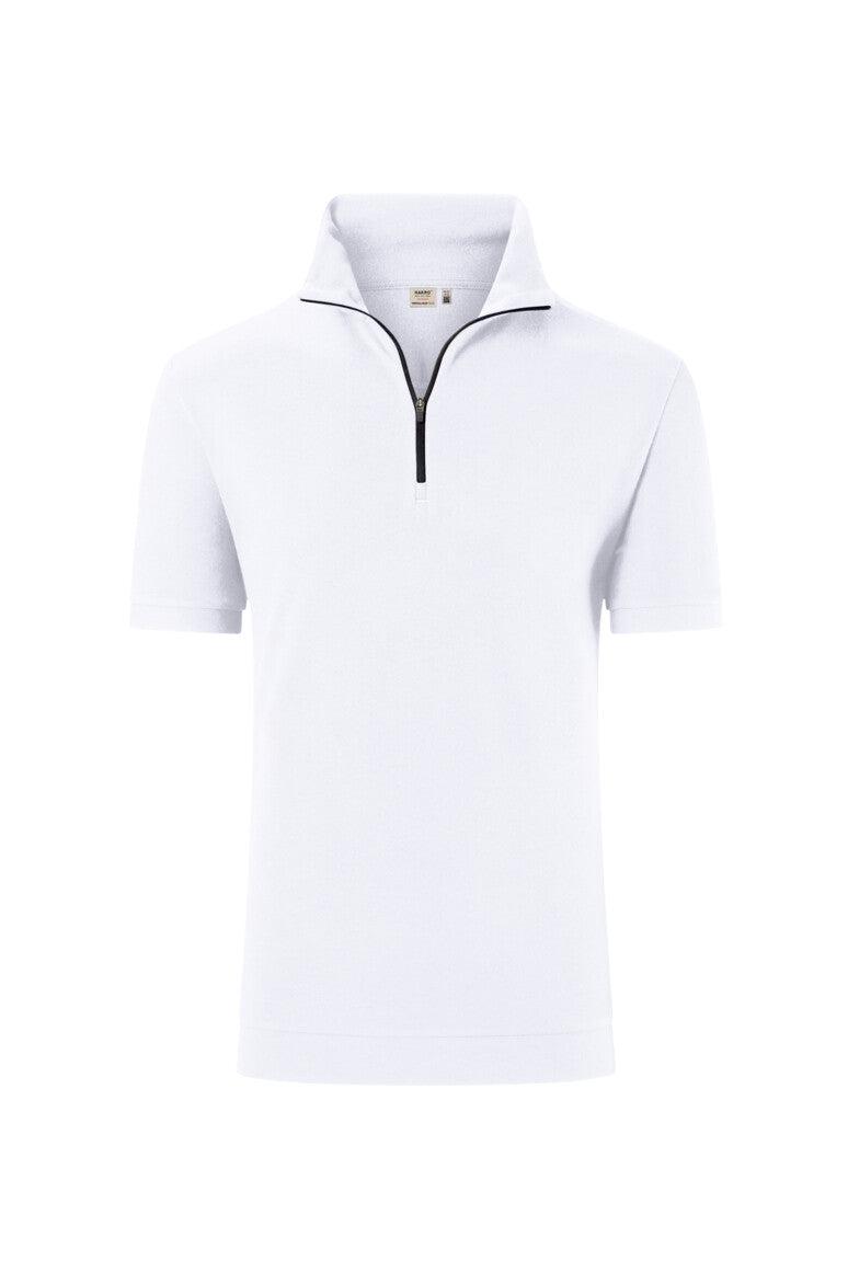 HAKRO Zip-Shirt Piqué MIKRALINAR® ECO - Weiß - 1