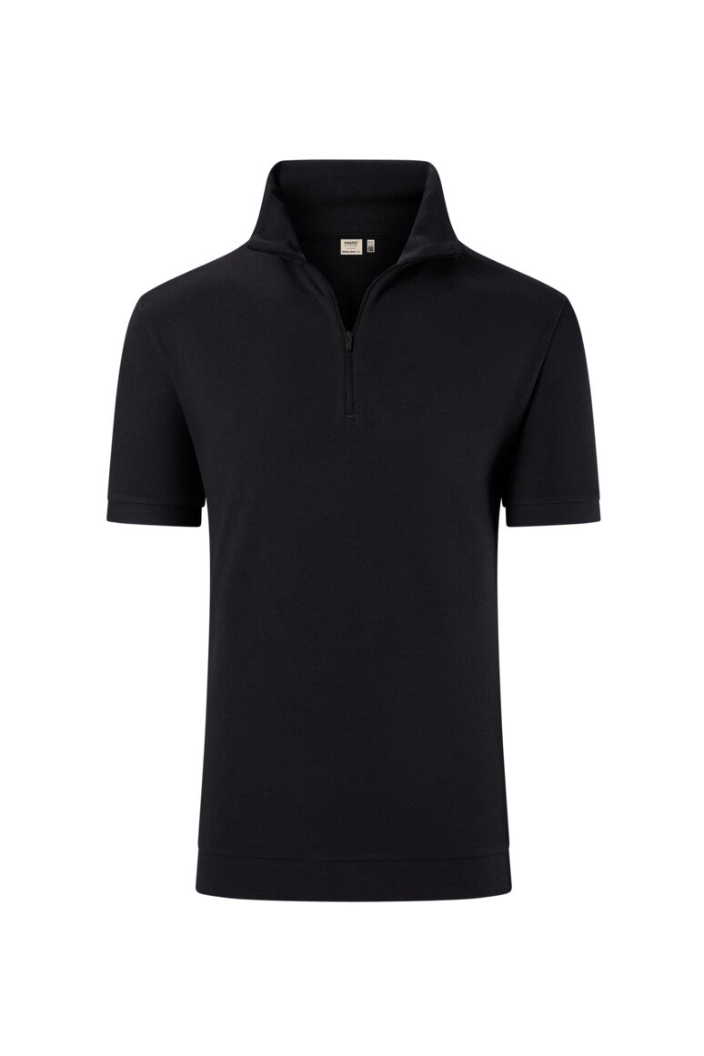 HAKRO Zip-Shirt Piqué MIKRALINAR® ECO - Schwarz - 1