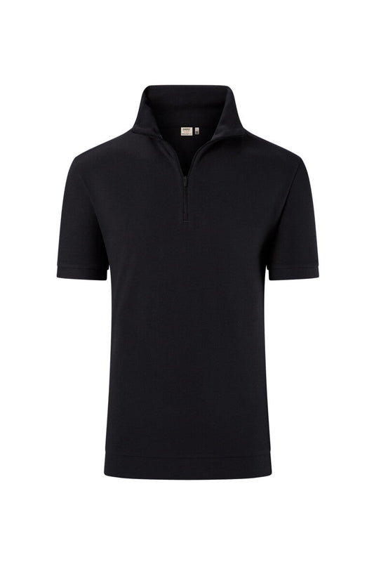HAKRO Zip-Shirt Piqué MIKRALINAR® ECO - Schwarz - 1