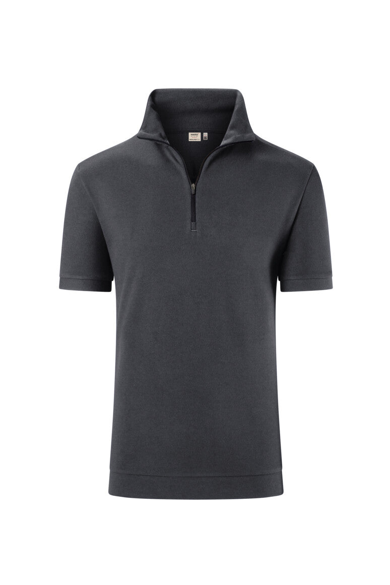 HAKRO Zip-Shirt Piqué MIKRALINAR® ECO - Karbongrau - 1