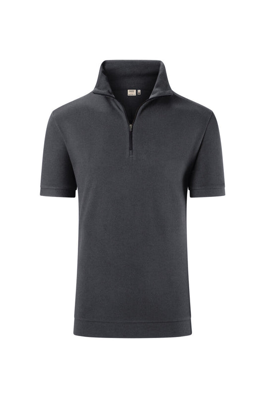 HAKRO Zip-Shirt Piqué MIKRALINAR® ECO - Karbongrau - 1