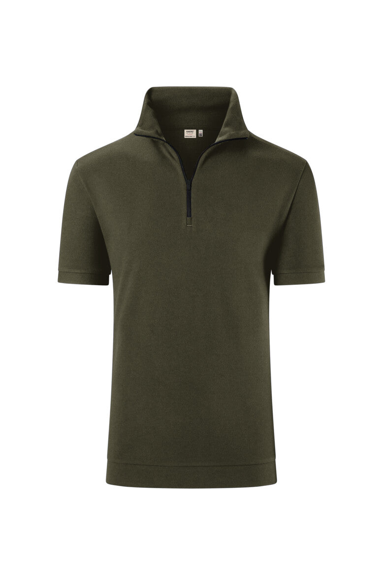 HAKRO Zip-Shirt Piqué MIKRALINAR® ECO - Olive - 1