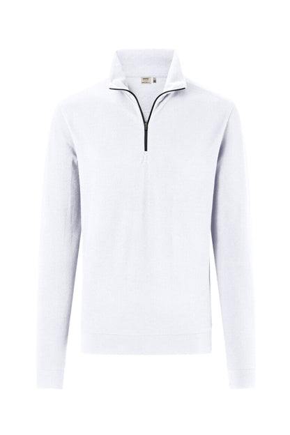 HAKRO Zip-Longsleeve Piqué MIKRALINAR® ECO - Weiß - 1