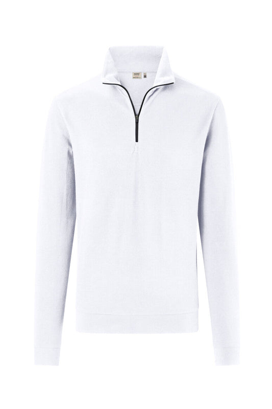 HAKRO Zip-Longsleeve Piqué MIKRALINAR® ECO - Weiß - 1