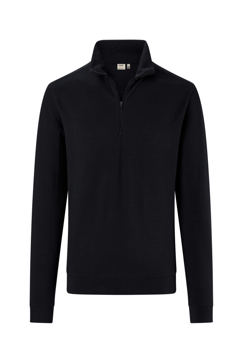 HAKRO Zip-Longsleeve Piqué MIKRALINAR® ECO - Schwarz - 1