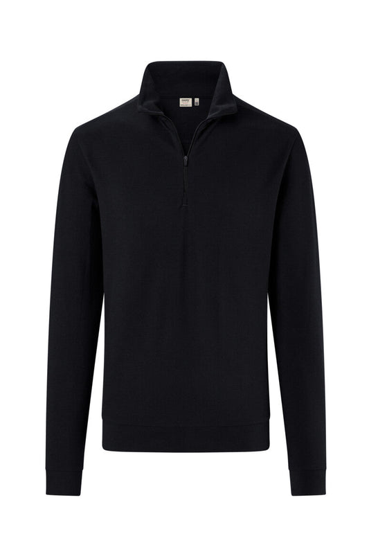 HAKRO Zip-Longsleeve Piqué MIKRALINAR® ECO - Schwarz - 1
