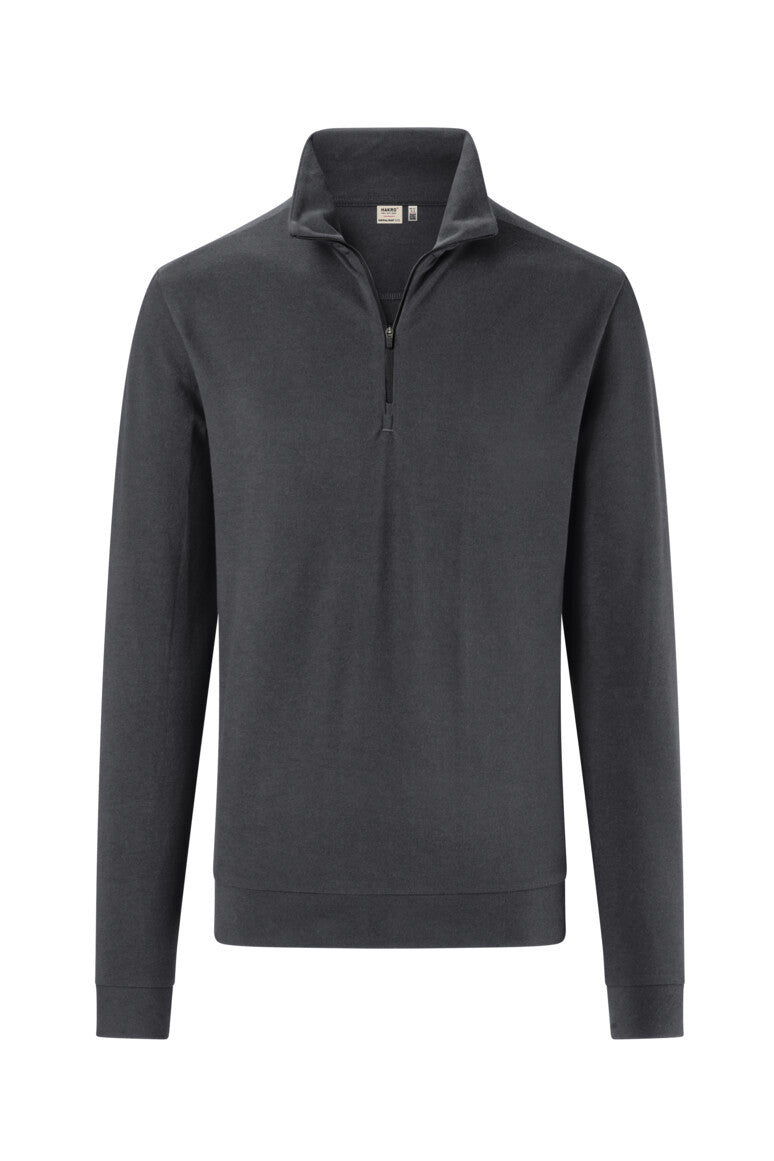 HAKRO Zip-Longsleeve Piqué MIKRALINAR® ECO - Karbongrau - 1
